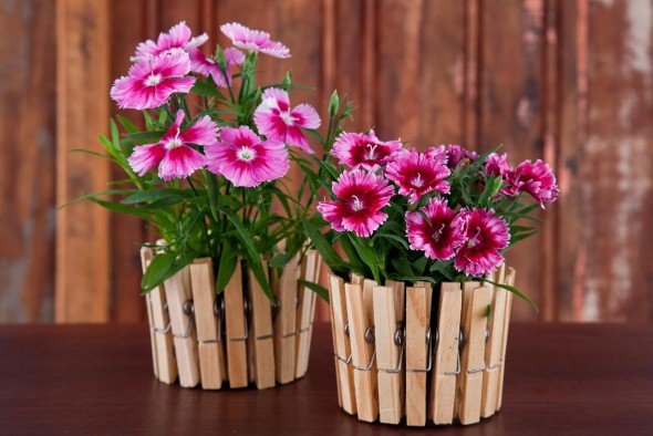 vasos de flores de madeira