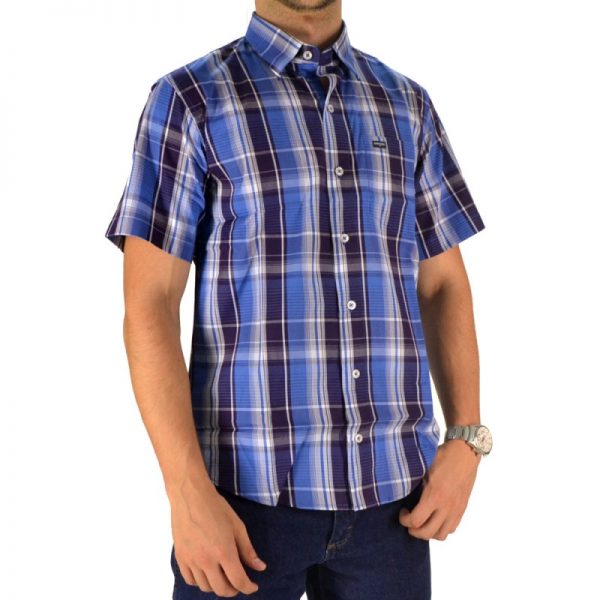 camisa xadrez manga curta masculina