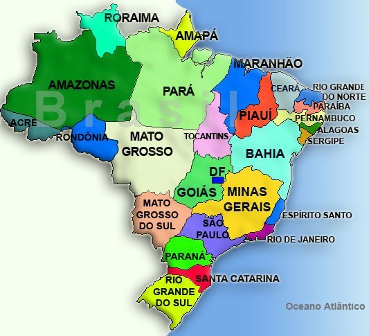 mapa do brasil com divisão de estados